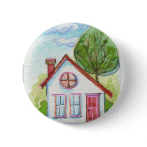 Colorful Watercolor House Pin