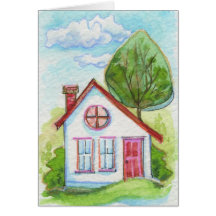 Colorful Watercolor House Greeting Card