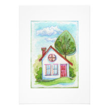 Colorful Watercolor House Invitation
