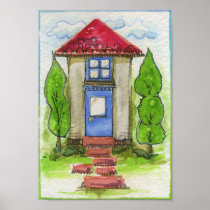 Colorful Watercolor House Painting Posters