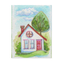 Colorful Watercolor House Postcard