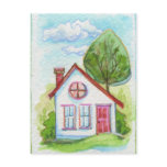 Colorful Watercolor House postcards