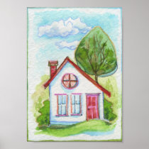 Colorful Watercolor House Posters