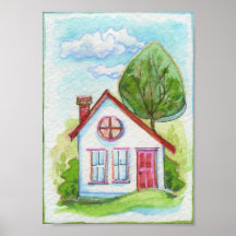 Colorful Watercolor House Posters