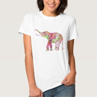 Colorful Watercolors Floral Elephant Tshirt