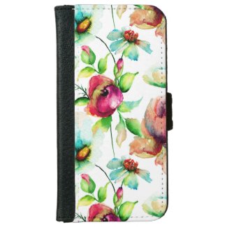 Colorful Watercolors Floral Illustration 2 iPhone 6 Wallet Case