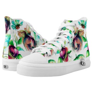 Colorful Watercolors Flowers Illustration Printed Shoes