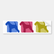Colorful Welsh Terrier Silhouettes Bumper Stickers