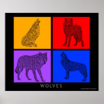 Colorful Wolves Posters