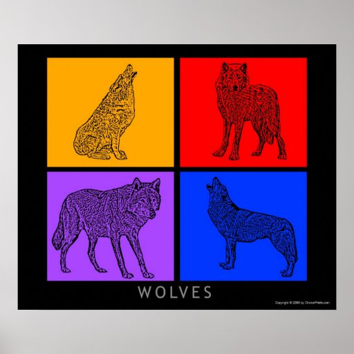 Colorful Wolves Posters