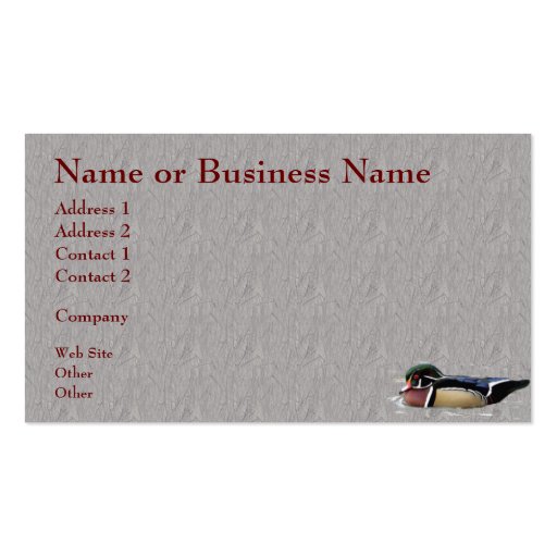 Colorful Wood Duck Business or Profile Card Business Card Template (front side)
