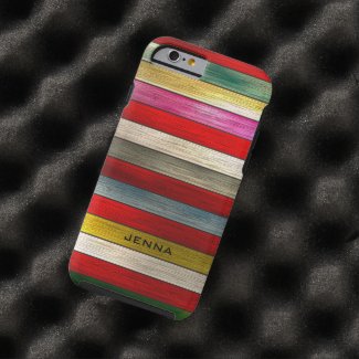 Colorful Wood Planks Stripes Pattern Tough iPhone 6 Case