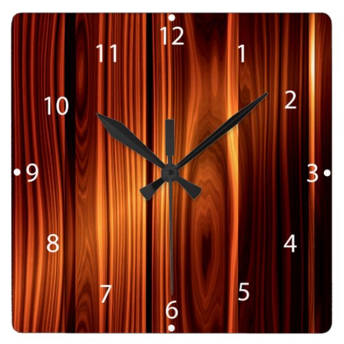 colorful wood texture varnished wood square wall clock