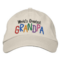 Colorful World's Greatest Grandpa embroidered hats