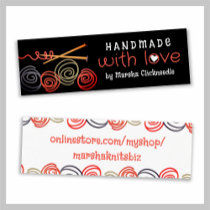colorful yarn balls knitting needles gift tags business card templates