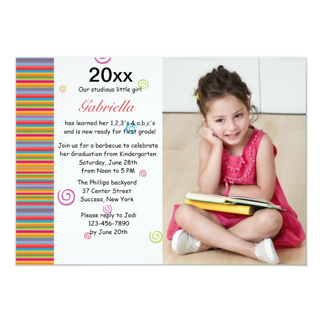 Colorful Year Photo Graduation Invitation (front side)