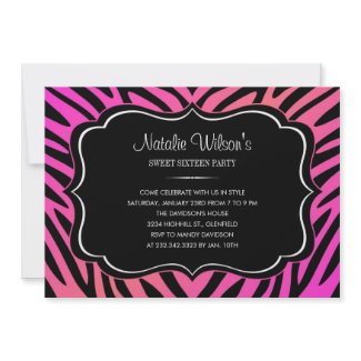 Colorful Zebra Sweet 16 Birthday Invitations invitation