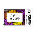 Colorful Zinnia Love Wedding Postage Stamps