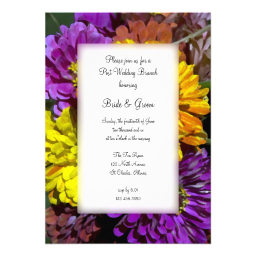 Colorful Zinnia Post Wedding Brunch Invitation