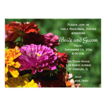 Colorful Zinnia Rehearsal Dinner Invitation