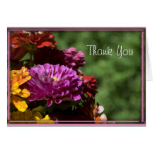 Colorful Zinnia Thank You Greeting Cards