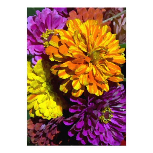 Colorful Zinnia Wedding Invitation