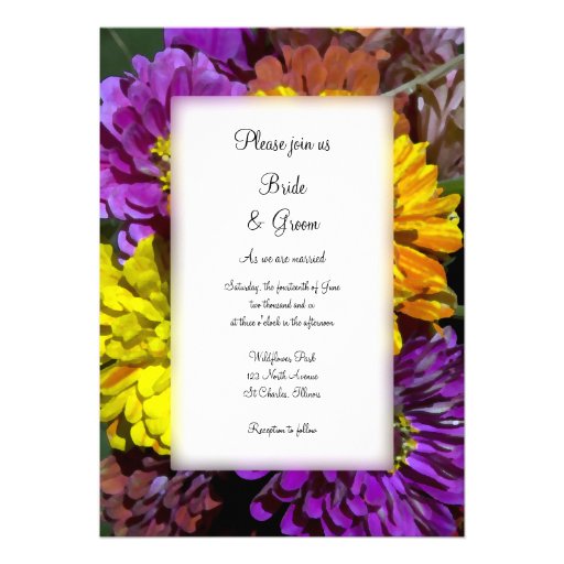 Colorful Zinnia Wedding Invitation