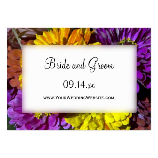 Colorful Zinnia Wedding Website Business Card Templates (front side)