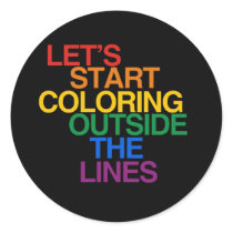 COLORING OUTSIDE THE LINES ROUND STICKER