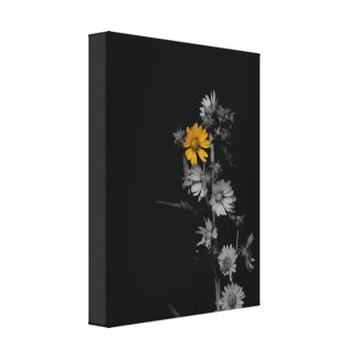 Colorized Black and White Flower Wrapped Canvas Gallery Wrapped Canvas