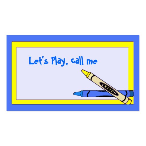 Colors Children's Calling Card Business Cards (back side)