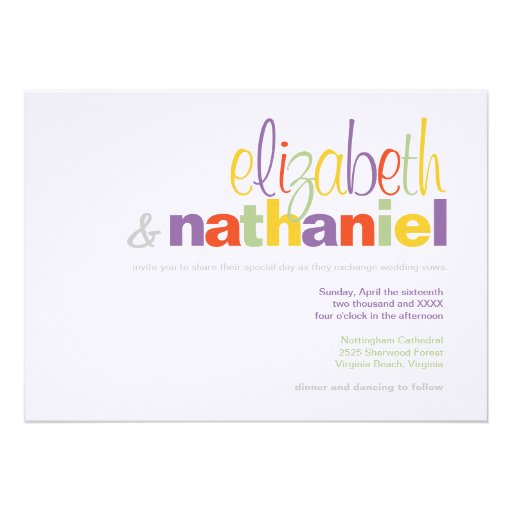 Colors: Modern Typographical Wedding Invitation