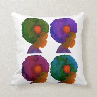 Colors of Life 4 Silhouette Girls with Afro Pillow