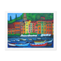 Colors of Portofino Postcard by LisaLorenzPaintings Colors of Portofino Postcard