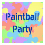 COLORS PAINT SPLATTER PAINTBALL PARTY INVITATIONS