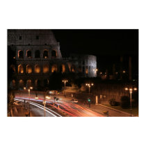 Colosseum at night posters