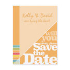 postcard - Bold white text will make this save the date postcard stand out in a pile of unwanted mail, so you'll be sure your intended guests will know about your up and coming nuptuals!