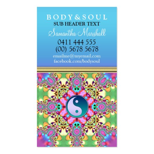 Colour Energy YinYang New Age Business Cards (back side)