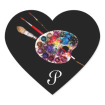 COLOUR PALETTE ,Black Heart Monogram Sticker