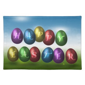 Coloured Happy Easter Eggs - Placemat placemat