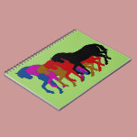 Coloured Horses in Sillouette, notebook notebooks