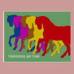 Coloured Horses in Sillouette, postcard postcards