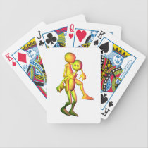 Colourful Alien Couple - piggyback playing cards