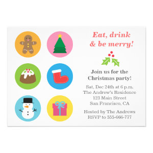 Colourful and Bright Merry Christmas Party Announcements