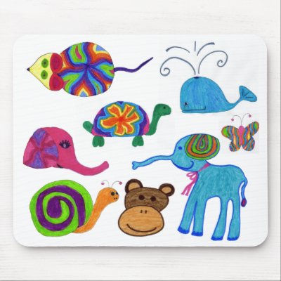 Colourful Animals Mouse Mats by blackcat024