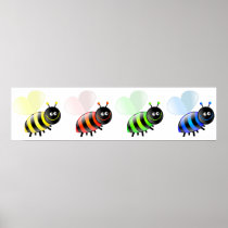 Colourful Bees Print