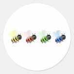 Colourful Bees Round Stickers