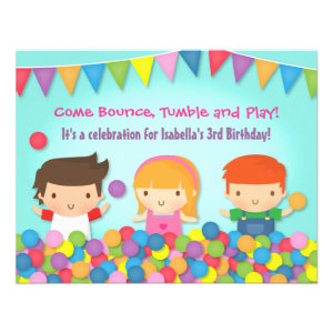 Colourful Bounce Play Gym Kids Birthday Party Personalized Invitation