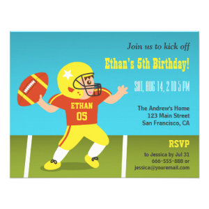 Colourful Boy Football Birthday Party Invitations