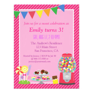 Colourful Candy Themed Birthday Party Invitation